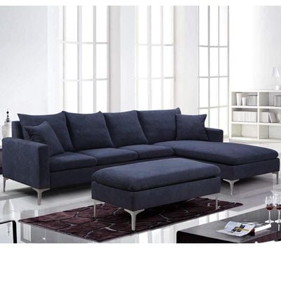 Elton 4-Seater Fabric Left & Right Reversible Corner Sofa with Ottoman