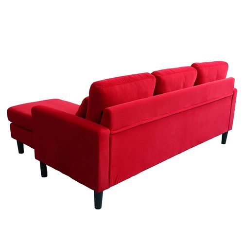 سيدني - أريكة جانبية قماش ذو اتجاهين يمين / يسار مع مسند قدم - أحمر فاتح