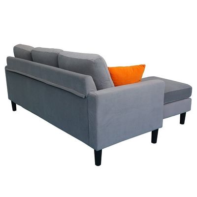 Sydney Reversible L/R Fabric Corner Sofa with Ottoman - Dark Grey