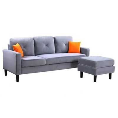 Sydney Reversible L/R Fabric Corner Sofa with Ottoman - Dark Grey