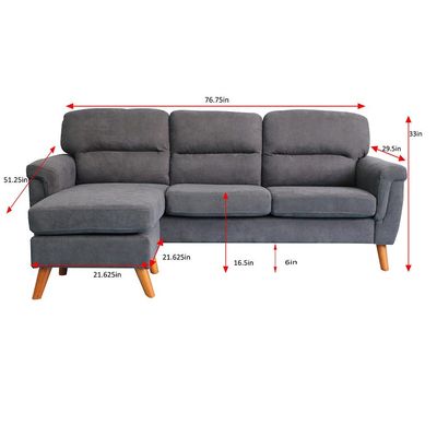 Sky Reversible L/R Fabric Corner Sofa - Grey