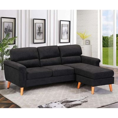 Sky Reversible L/R Fabric Corner Sofa - Black