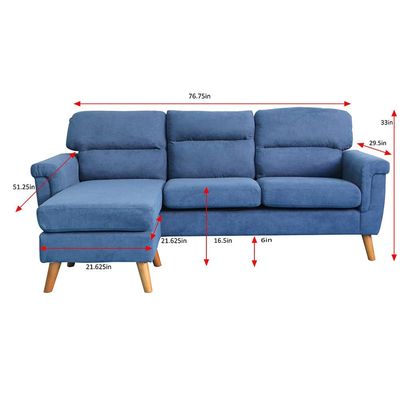 Sky Reversible L/R Fabric Corner Sofa - Blue