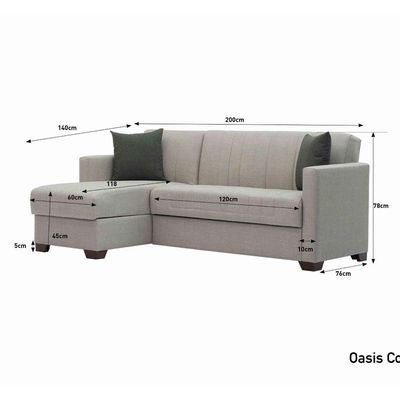 Oasis 3-Seater Fabric Corner Sofa Bed with Storage