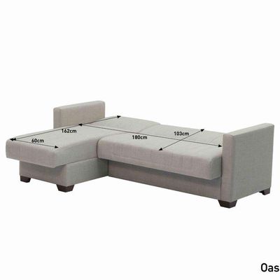 Oasis 3-Seater Fabric Corner Sofa Bed with Storage