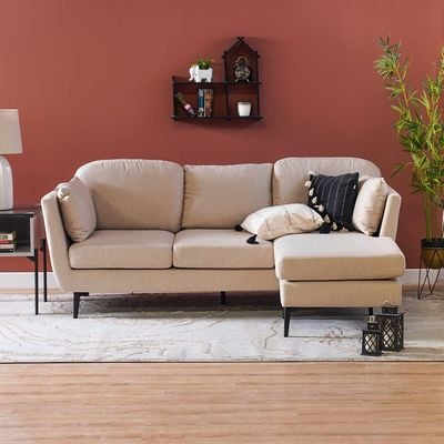 Zendaya Fabric Corner Sofa-Light Brown