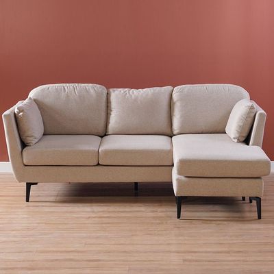 Zendaya Fabric Corner Sofa-Light Brown