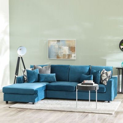 Simmons Left Corner Fabric Sofa-Blue