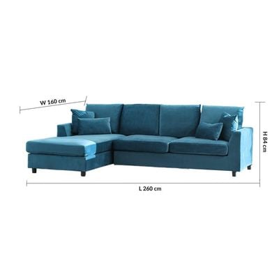 Simmons Left Corner Fabric Sofa-Blue