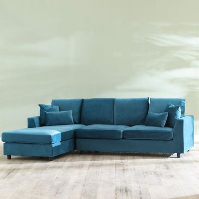 Simmons Left Corner Fabric Sofa-Blue