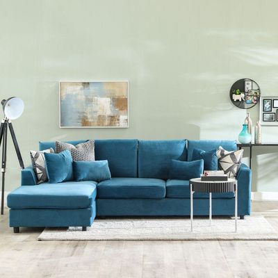 Simmons Left Corner Fabric Sofa-Blue