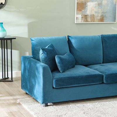 Simmons Left Corner Fabric Sofa-Blue