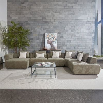 Jiro Sectional Corner Fabric Sofa - Olive Jiro Sectional Corner Fabric Sofa - Olive