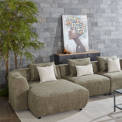 Jiro Sectional Corner Fabric Sofa - Olive Jiro Sectional Corner Fabric Sofa - Olive