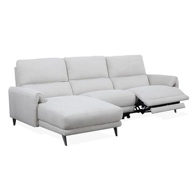 Quincy Fabric Left Corner With Electric Recliner-Beige