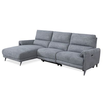Quincy Fabric Left Corner W/ Electric Recliner - Grey