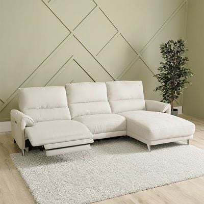 Quincy Fabric Right Corner With  Electric Recliner - Beige