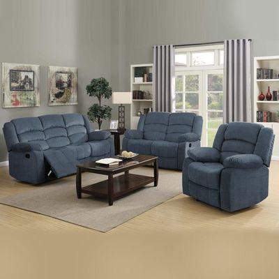 Damian 2 Seater Fabric Recliner - Blue