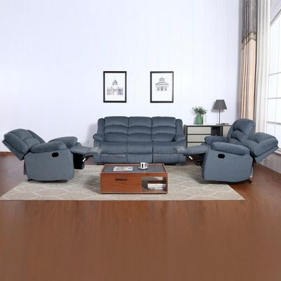 Damian 2 Seater Fabric Recliner - Blue