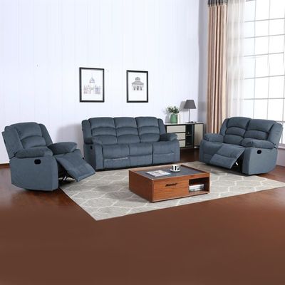 Damian 2 Seater Fabric Recliner - Blue