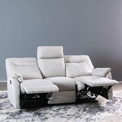 Burlington 3 Seater Manual Fabric Recliner - Light Grey