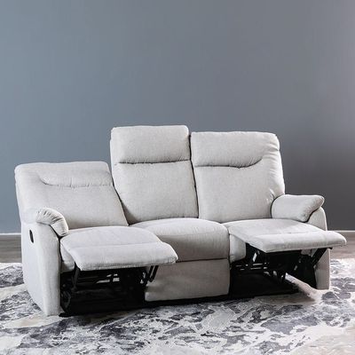 Burlington 3 Seater Manual Fabric Recliner - Light Grey