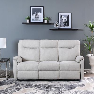 Burlington 3 Seater Manual Fabric Recliner - Light Grey