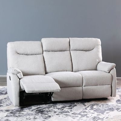 Burlington 3 Seater Manual Fabric Recliner - Light Grey