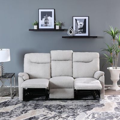 Burlington 3 Seater Manual Fabric Recliner - Light Grey