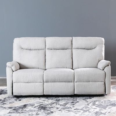 Burlington 3 Seater Manual Fabric Recliner - Light Grey