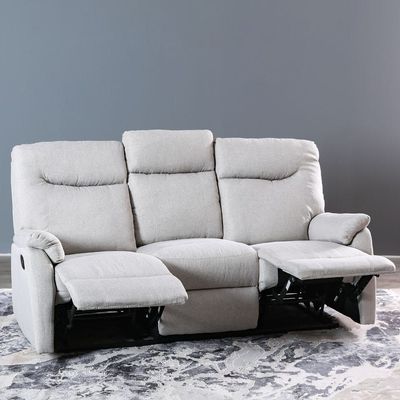 Burlington 3 Seater Manual Fabric Recliner - Light Grey