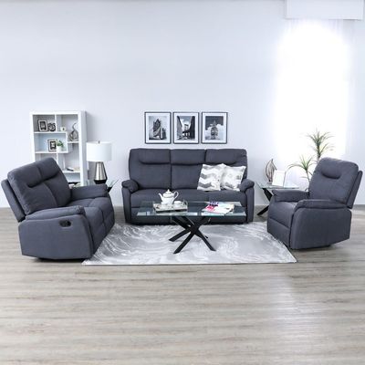 Burlington Manual Fabric Recliner Set - Dark Grey