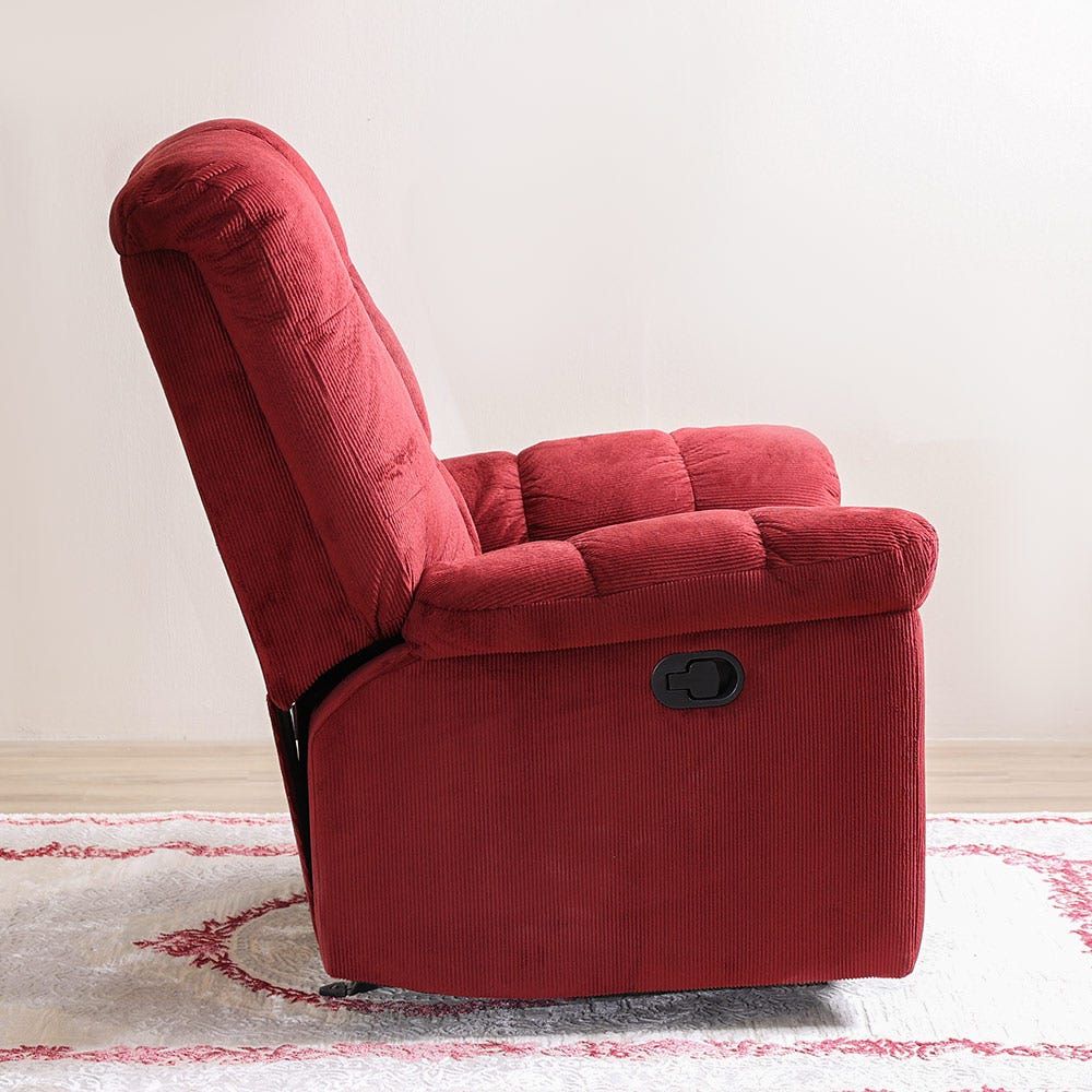 Red fabric recliner online sofa