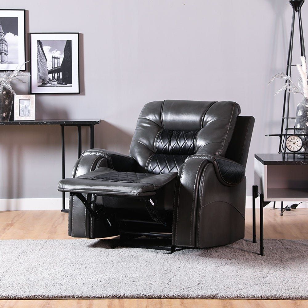 Faux leather glider deals recliner