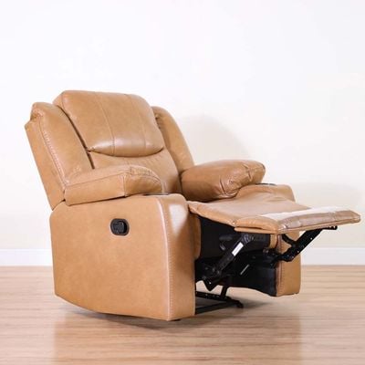Marji L 97 x W 94 x H 104 cm 1-Seater Manual Air Leather Recliner with Cupholder and Storage - 2 Year Warranty