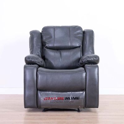 Marji 1 Seater Manual Air Leather Recliner with Cupholder and Storage - Charcoal