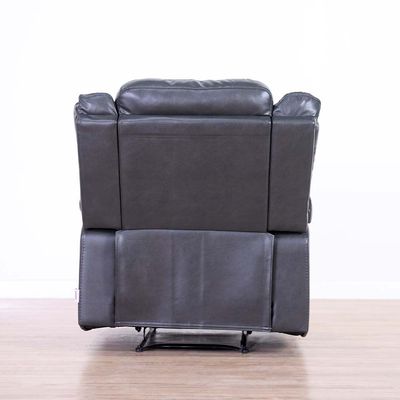 Marji 1 Seater Manual Air Leather Recliner with Cupholder and Storage - Charcoal