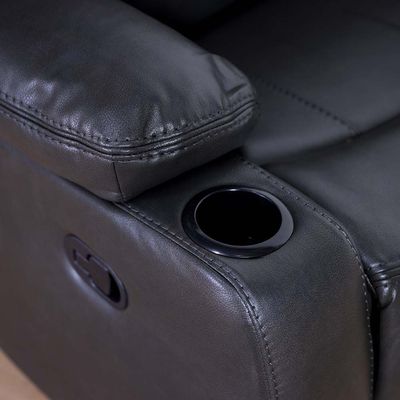 Marji 1 Seater Manual Air Leather Recliner with Cupholder and Storage - Charcoal