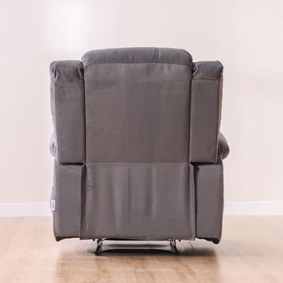 Mina 1 Seater Manual Fabric Recliner with Cupholder and Pockets - Dark Grey