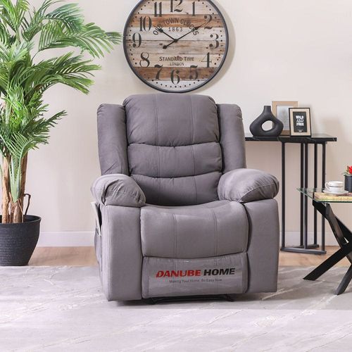 Mina 1 Seater Manual Fabric Recliner with Cupholder and Pockets - Dark Grey