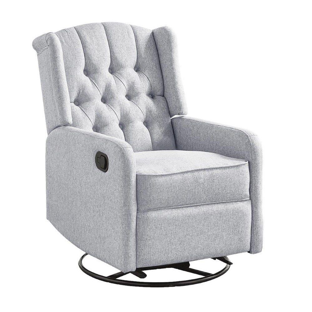 Marudo 1-Seater Fabric Recliner w/ Swivel Base - Light Grey