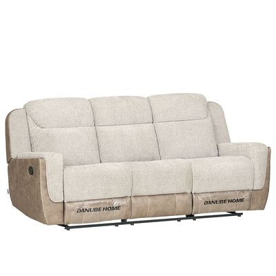 Brixx 3 Seater Fabric Recliner - L.Brown