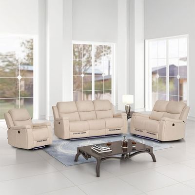 Paladin 3+2+1 Seater Fabric Recliner Set W/ Led & Cup Holder  - Beige