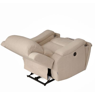 Paladin 1 Seater Fabric Recliner W/ Led & Cup Holder  - Beige