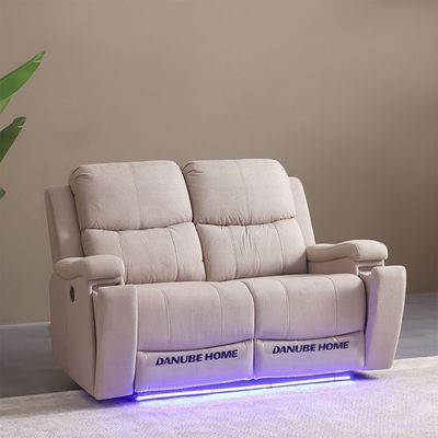 Paladin 2 Seater Fabric Recliner With Led & Cup Holder-Beige