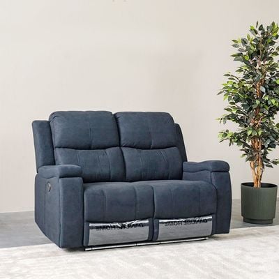 Paladin 2 Seater Fabric Recliner With  Led & Cup Holder  - Blue