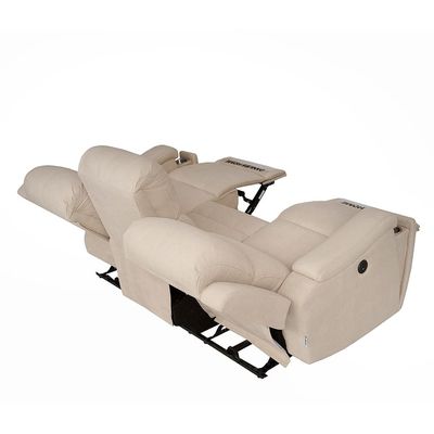 Paladin 3 Seater Fabric Recliner W/ Led & Cup Holder  - Beige