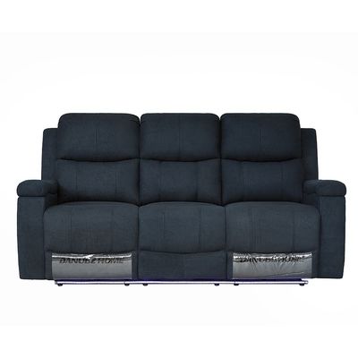 Paladin 3 Seater Fabric Recliner W/ Led & Cup Holder  - Blue