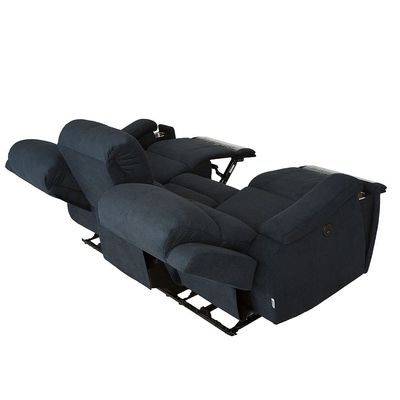 Paladin 3 Seater Fabric Recliner W/ Led & Cup Holder  - Blue