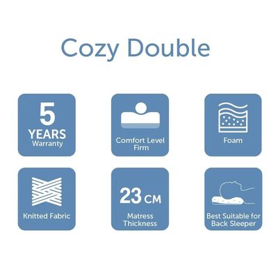 Cozy Pillow Top Foam Firm Single Mattress - 90x190x23 cm - With 5-Year Warranty